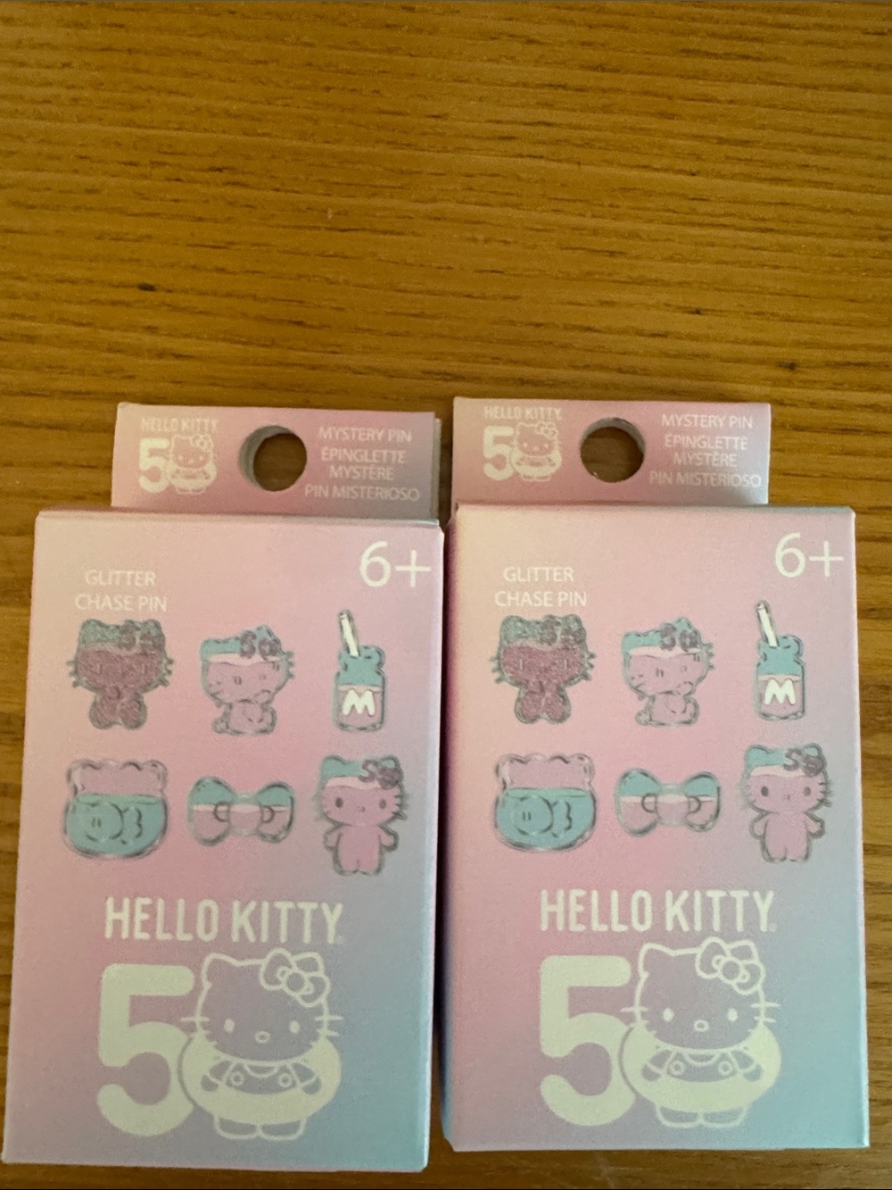 Hello Kitty Glitter Chase Pin Set - Pink and Light Blue Mystery